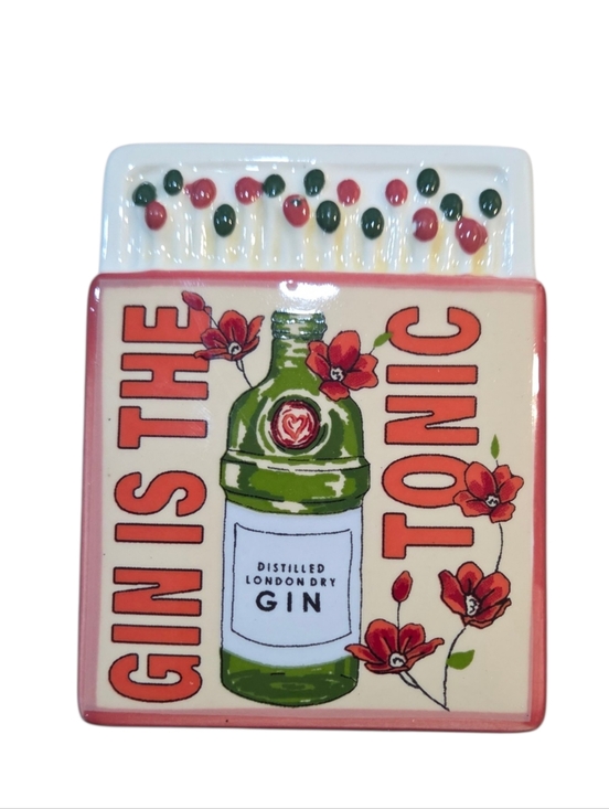 Urban Outfitters Other - 'Gin Is The Tonic' Small Chunky Decorative Trinket Box - Green & Coral Matchbox